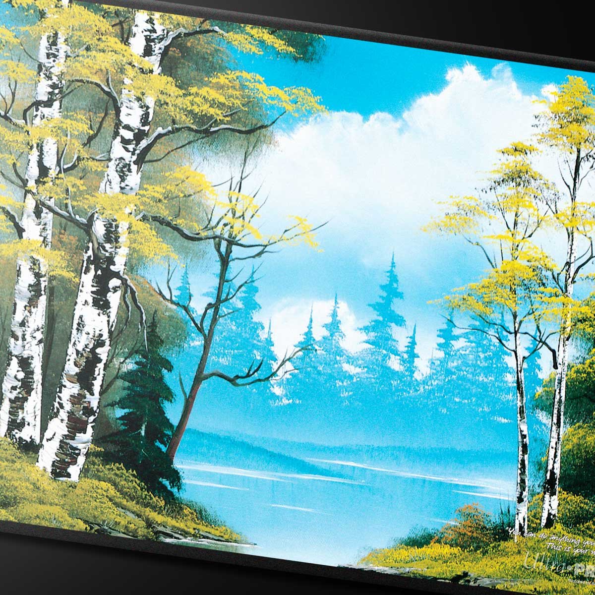 Bob Ross Lakeside Path Black Stitched Playmat - Image 2