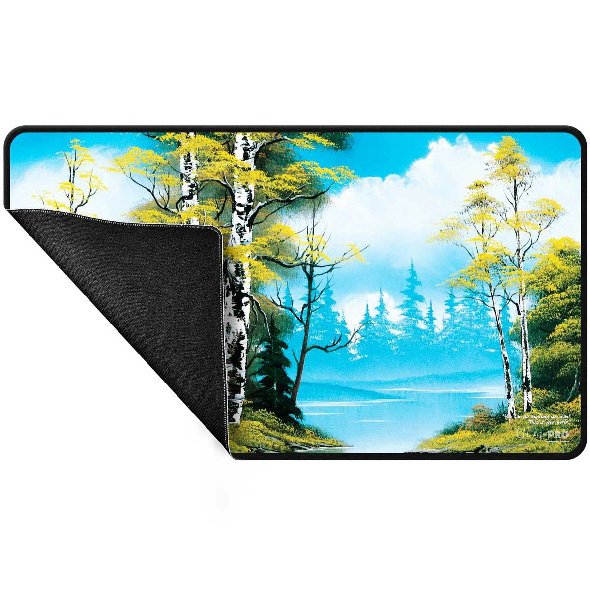 Bob Ross Lakeside Path Black Stitched Playmat - Image 3