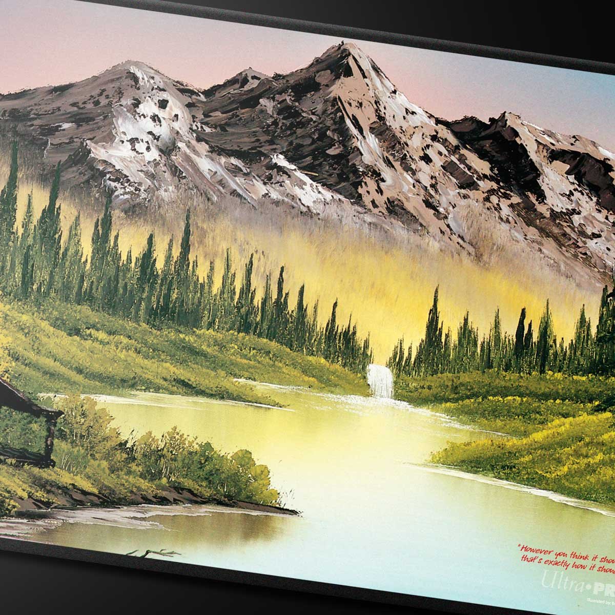 Bob Ross Mountain Retreat Black Stitched Playmat - Image 2