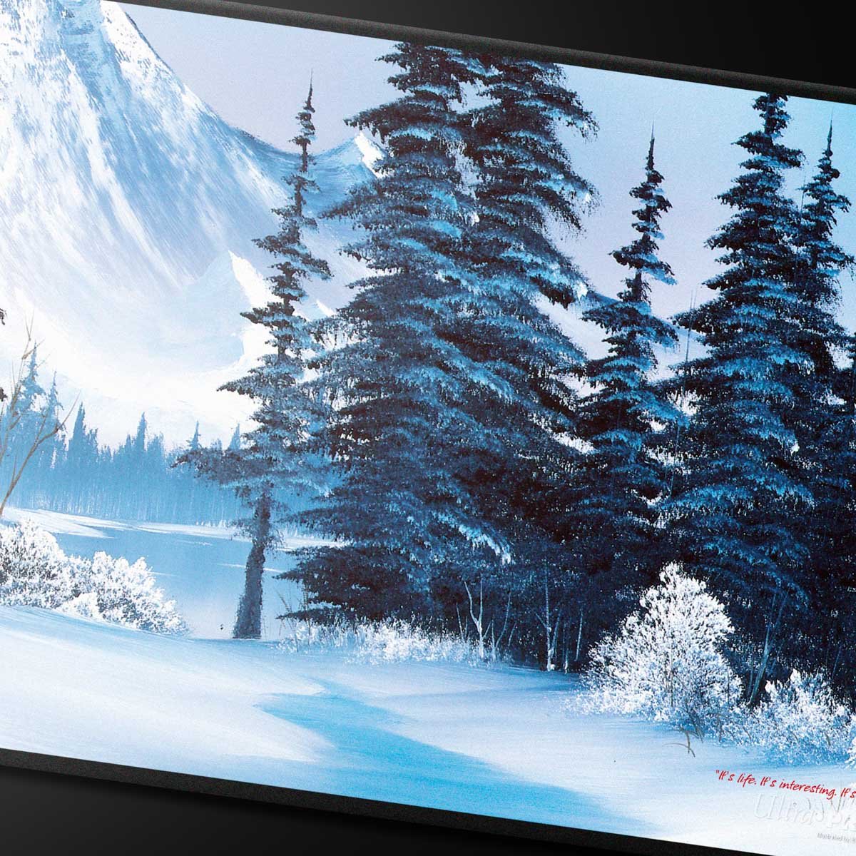 Bob Ross - Winter Paradise Black Stitched Playmat for Tabletop Gaming - Image 2